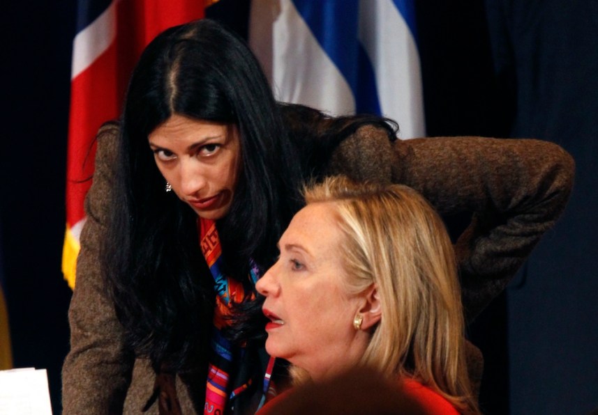 Hillary Clinton and Huma Abedin at the Open Government Partnership event in New York