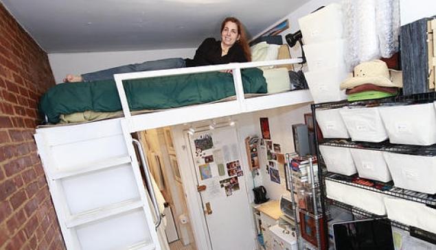 Felice Cohen, 39, in her micro apartment