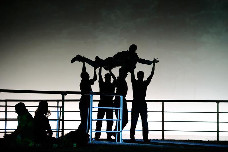 Singers and dancers perform during a dress rehearsalof John Adam's opera 